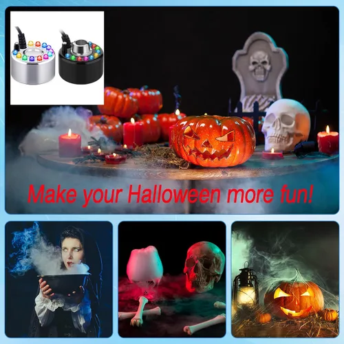 Vista 7 de Yaomiao 2 piezas de niebla de Halloween, pequeña máquina de niebla ultrasónica para fuente, nebulizador, agua, jardín, estanque, humidificador