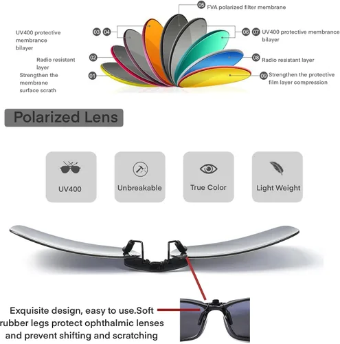 Vista 3 de DAUCO Gafas de sol polarizadas con clip sobre gafas de sol graduadas que no se vuelven