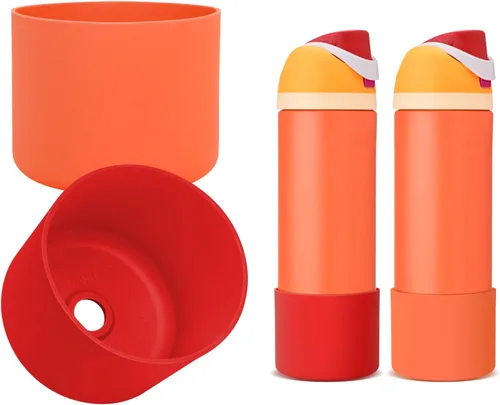 Vista 13 de 2 botas de silicona compatibles con Owala FreeSip de 24 onzas, funda protectora superior para botella de agua, reducción de ruido, cubierta inferior