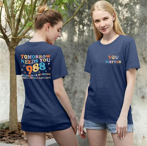 Vista 2 de FASHGL Mental Health Matters - Camiseta para mujer 988 para prevención del suicidio, camiseta divertida para terapeuta y psicólogo