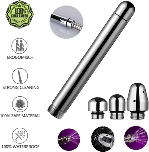 Vista 5 de Boquilla Ducha 3 cabezas aluminio limpiador limpiador Colonic Douche System Cleaner(Plata)