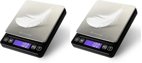 Vista 8 de K KitchenTour - Báscula digital de cocina - 500g/0.01g Balanza de alta precisión multifunción para alimentos, carne, joyas, laboratorio, quilates
