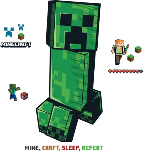 Vista 2 de RoomMates RMK5360GM Minecraft Creeper - Calcomanías de pared gigantes para despegar y pegar