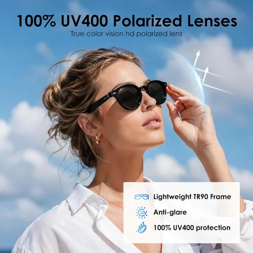 Vista 6 de Gafas de sol inteligentes GetD AI, traducción en tiempo real, audio de oído abierto Bluetooth For Business Meetings Travel & Daily Use, Languages
