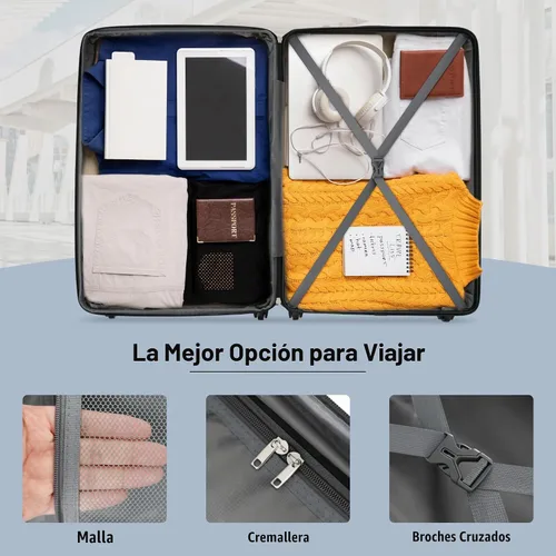 Vista 6 de Merax Equipaje Sets 2 piezas Hardshell 20&28 IN Maleta Set con bolsa de lona