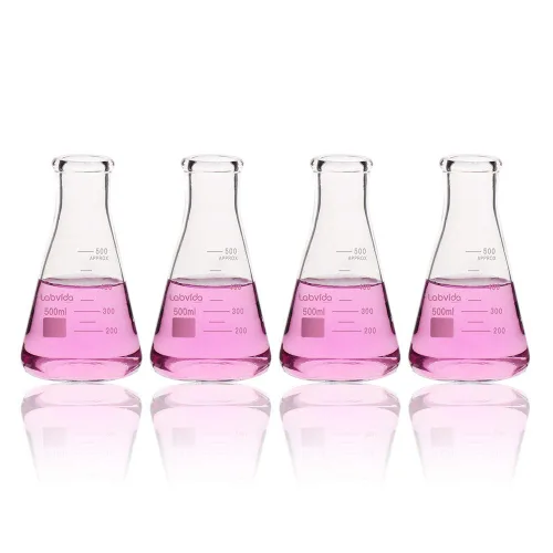 Vista 13 de Frascos Erlenmeyer de boca estrecha de vidrio, Vol.2000ml, 3.3 Borosilicato con graduación impresa, LVC010