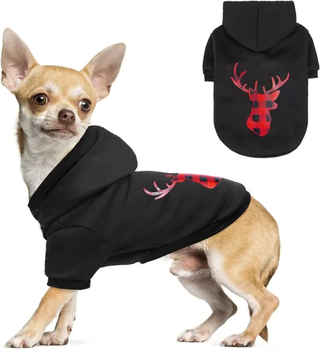 Vista 57 de SCENEREAL Sudaderas con capucha de seguridad para perros de tamaño pequeño, mediano y grande, ropa de felpa cepillada con gorro, abrigo de algodón