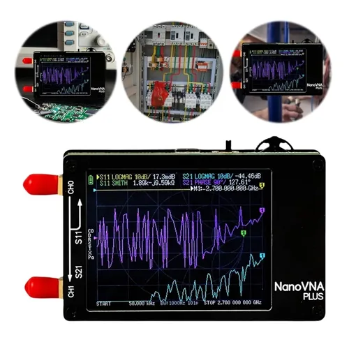 Vista 5 de Spectrum Analyzer, 50Khz-2.7Ghz Vector Network Analyzer Rechargeable Antenna Testing Measuring Reflection Tool(Analyzer 32G SD Card)
