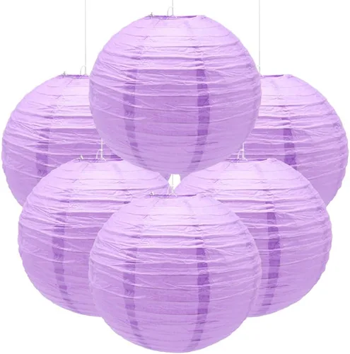 Vista 10 de 6 linternas de papel decorativas redondas colgantes