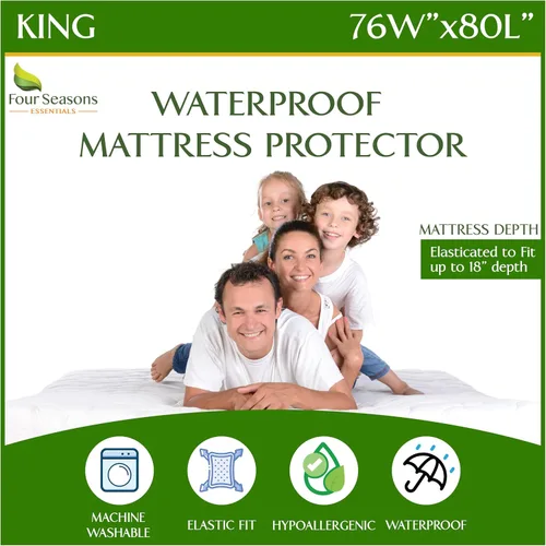 Vista 9 de Four Seasons Essentials Protector de colchón impermeable tamaño individual extra largo (XL) – Viscosa refrescante derivada de la funda de colchón