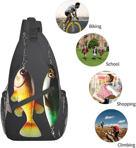Vista 6 de Varios tipos de cebos de pesca Imprimir Sling Mochila de viaje Sling Bag Casual Chest Bag Senderismo Daypack Crossbody Bag para hombres mujeres