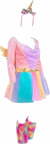 Vista 2 de Unicorn Halloween Costume for Women Includes Dress, Leg Warmers and Head Accessory