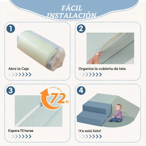 Vista 4 de CAPAKIDS Juguetes grandes de escalada para niños pequeños de 4 piezas para interiores, bloques de espuma con velcro, clásico