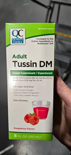 Vista 4 de Quality Choice Tussin Dm - Supresor para la tos, sabor a frambuesa, 8 onzas líquidas (8.0 fl oz)