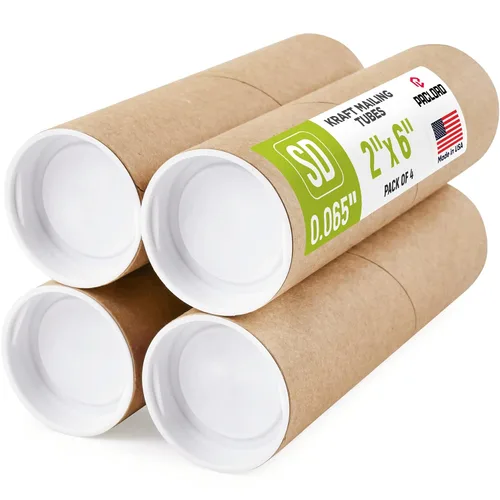 Vista 18 de Tubo de cartón reforzado de 2 x 18 pulgadas, paquete de 4 tubos con 8 tapas, seguro aprobado por USPS, ideal para envío y almacenamiento