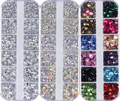 Vista 5 de Massive Beads Más de 9500 diamantes de imitación termoadhesivos redondos de vidrio con parte trasera plana para hacer tú mismo con 1 pinza y 1 12