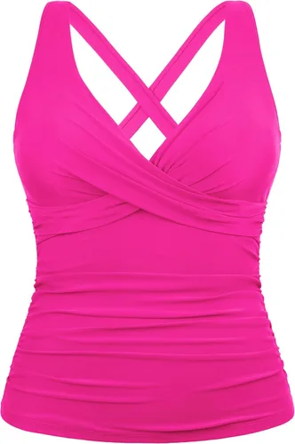 Vista 4 de Hilor Tankini con aros para mujer, con control de abdomen, sexy, cuello en V, cruzado, solo