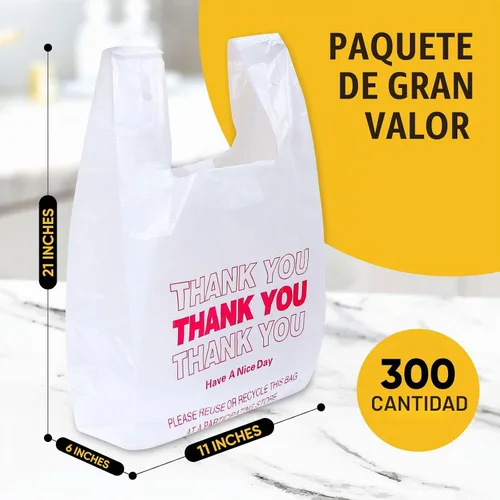 Vista 2 de Bolsas de plástico SheerDelight, 300 bolsas de agradecimiento para compras, comestibles
