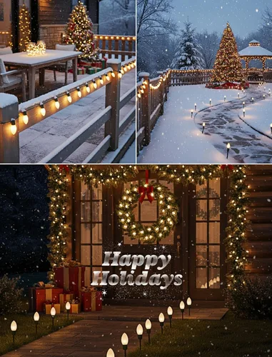 Vista 9 de Luces de Navidad blancas cálidas de 25 pies para exteriores, luces de Navidad blancas esmeriladas con 26 bombillas incandescentes (1 repuesto), luz