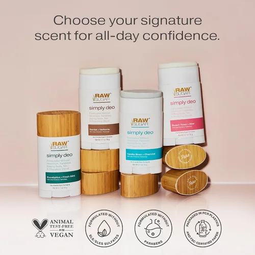Vista 4 de RAW SUGAR Barra de desodorante sin aluminio, Simply Deo (Paquete de 1) Desodorante para todo el cuerpo para mujeres y hombres, fórmula limpia sin