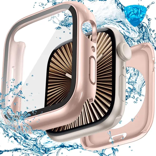 Vista 14 de 3 en 1 Goton Estuche impermeable duro para Apple Watch, protector de pantalla de 40mm, cubierta frontal de vidrio templado protectora completa