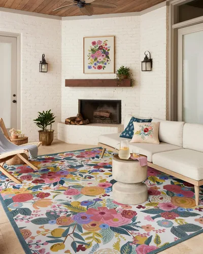 Vista 11 de Loloi Rifle Paper Co. Colección Perennial Wildflower PRN-03 Negro/Azul Marino 2'-5" x 3'-11" Alfombra Decorativa Interior/Exterior