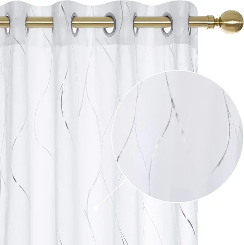 Vista 21 de Deconovo - Cortinas transparentes con filtro de luz de 84 pulgadas de largo Plata