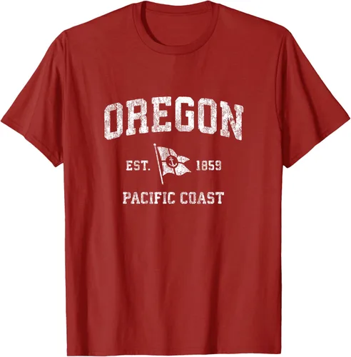 Vista 74 de Oregon Vintage barco ancla bandera diseño de West Coast Retro Tee, hombre S, Arándano
