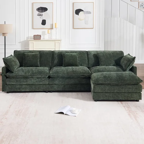 Vista 18 de Sofá modular modular con otomano: sofá moderno en forma de L de 76.7 pulgadas, cómodo sofá biplaza, sofá de 3 plazas de felpilla con almohada