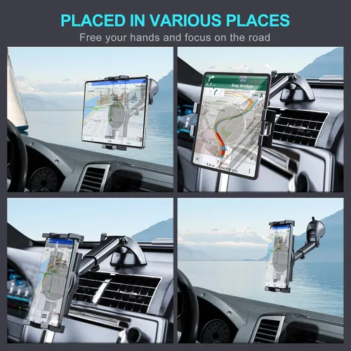 Vista 7 de Vadaxx Soporte para tablet de automóvil y parabrisas, soporte giratorio de 360° para iPad Pro 12.9/11/10.5/Air/Mini 6/5/4, Galaxy Tab, iPhone 16/15