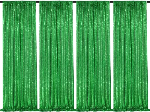 Vista 27 de 2 cortinas de 2 x 8 pies de lentejuelas con brillantina para marco de fotografía, para fiestas o fondos de fotografía
