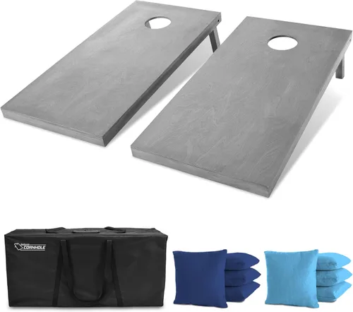 Vista 12 de GoSports 4 ft x 2 ft Regulation Size Wooden Cornhole Boards Set with Light Gray Finish - Includes Carrying Case Estrellas y rayas americanas
