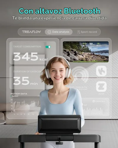Vista 7 de TREAFLOW Cinta de correr para el hogar con inclinación, caminadora con barra de mango Negro