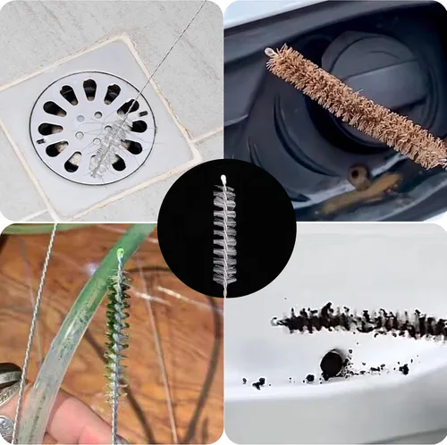 Vista 4 de Cepillo de drenaje flexible - Limpiador de nailon extra largo para limpiar fregadero de plomería nevera tubo flaco tubo de aire manguera herramienta