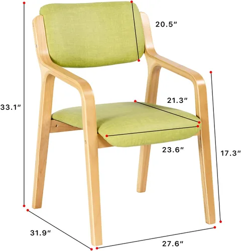 Vista 2 de CLATINA Sillas de comedor, sillas de comedor modernas de mediados de siglo, sillas de cocina tapizadas de tela con brazos y patas de madera maciza