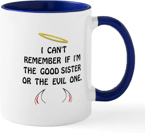 Vista 8 de CafePress Good Evil – Hermana – El único Taza de café, taza de café, S, Blanco