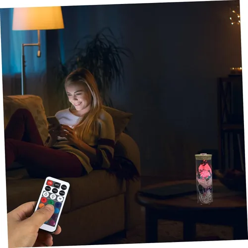 Vista 8 de Amosfun Lámpara de botella eterna de clavel rosa real preservada con control remoto LED luz nocturna deseando para Navidad Año Nuevo
