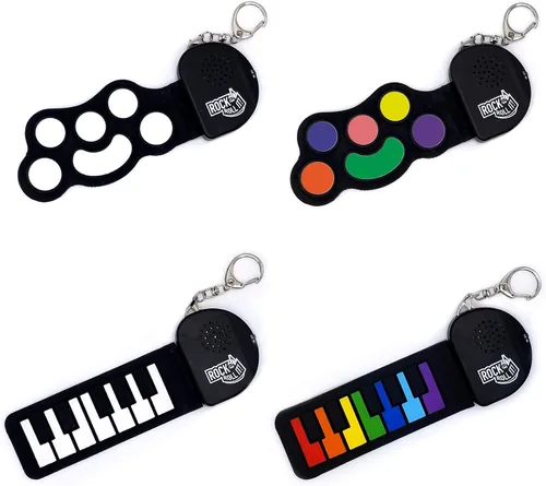 Vista 6 de Rock and Roll It - Micro Piano. Llavero de piano de trabajo real y jugable. Cuélgalo en una mochila y juega en cualquier lugar. Alfombrilla de piano