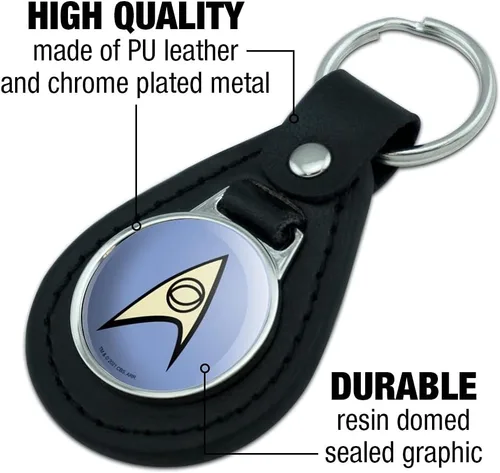 Vista 5 de GRAPHICS & MORE Star Trek Science Shield Llavero de cuero negro