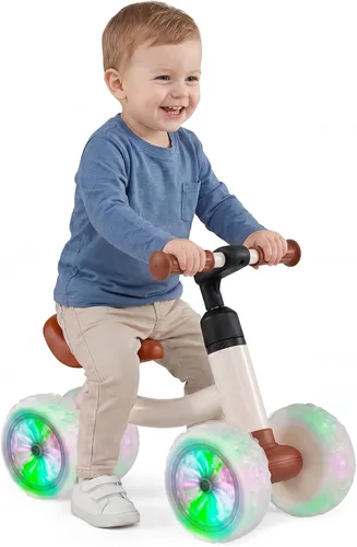Vista 7 de Baby Walker Bike de 1 año con 4 ruedas luminosas blancas