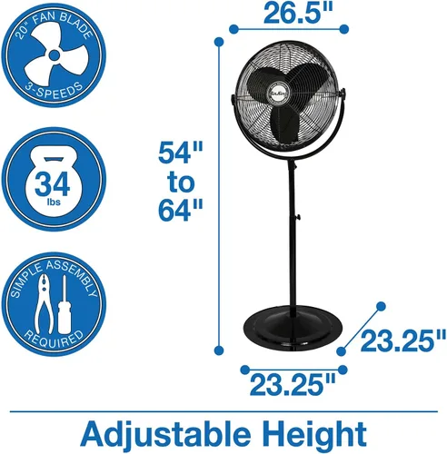 Vista 4 de Air King Ventilador de pedestal de grado industrial 9420 de 20 pulgadas