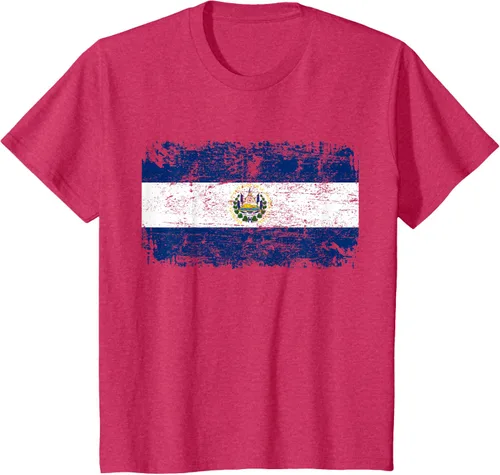 Vista 57 de EL SALVADOR Bandera Vintage Hombres Mujeres Niños Camiseta EL SALVADOR