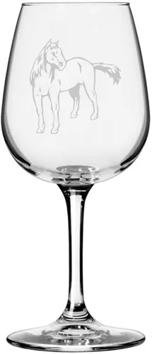 Vista 54 de Abaco Barb Body Horse - Copa de vino grabada multiusos (12.75 onzas) Unique Gifts for Horse Lovers, Personalized Wine Glasses, All-Purpose