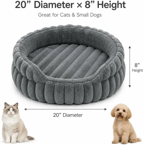 Vista 3 de Camas para gatos de interior, cama redonda lavable para gatitos Gris