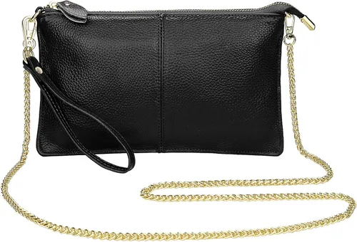 Vista 2 de Uromee Cartera de mano para mujer, de piel auténtica, con cadena de hombro desmontable