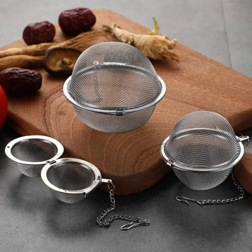 Vista 3 de Mayata 3pcs acero inoxidable malla fina condimento bola de cocina sopa especias guiso filtro herramienta de cocina bolsa de té de metal bola de té