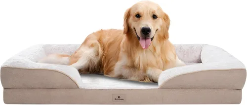 Vista 12 de Cama Sofá Ortopédica para Perros de Tamaño Grande con Soporte de Espuma de Huevo, Cojines Reforzados de Cuatro Lados, Tela Suave Resistente al
