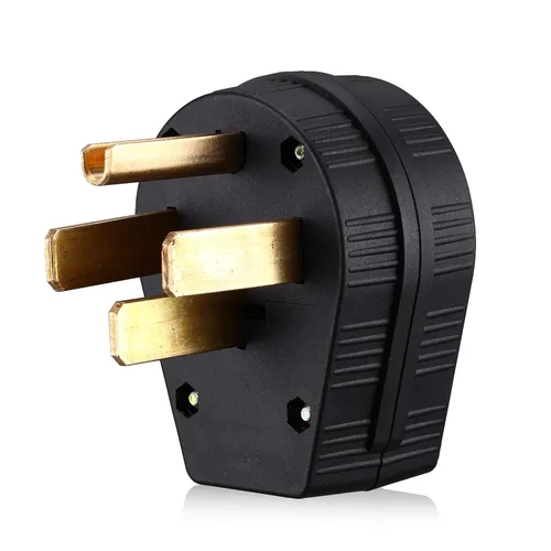 Vista 4 de Miady NEMA 14-50P enchufe de alimentación, 50-Amp 4-Prong 125/250V ángulo de cuchilla recta, secadora, conector de reemplazo macho.
