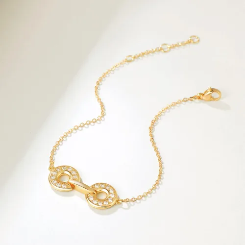 Vista 4 de MEVECCO Pulsera de cadena de oro para mujer, chapada en oro de 18 quilates, pulsera ajustable en capas, delicada pulsera minimalista hecha a mano