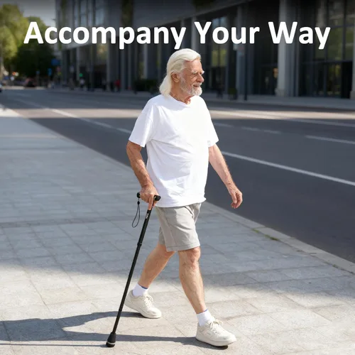 Vista 8 de Walking Cane for Men & Women, Foldable Cane with Shock Absorption - Adjustable, Lightweight Collapsible Walking Stick for Seniors & Adults, Comfort